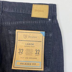 Brixton Labor‎ Denim Pant Relaxed Fit Button Fly Men's 32x32 Straight Leg